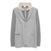 Grijze Wollen Blazer Met Ribdetails Eleventy , Gray , Heren