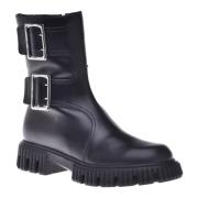 Combat boots in black leather Baldinini , Black , Dames