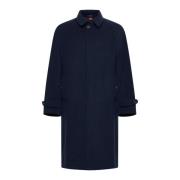 Blauwe Cashmere Jas met enkele rij knopen Brunello Cucinelli , Blue , ...