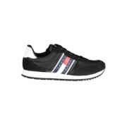 Zwarte Polyester Sneaker met Contrastdetails Tommy Hilfiger , Black , ...