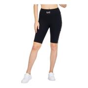 Zwarte fietsbroek met holografisch logodetail Emporio Armani , Black ,...