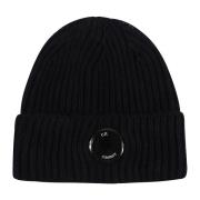 Blauwe Geribbelde Gebreide Beanie Muts C.p. Company , Black , Heren