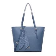 Blauwe Avion Faux Leren Tote Tas V73 , Blue , Dames