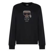 Katoenen sweatshirt met strasslogo Karl Lagerfeld , Black , Dames