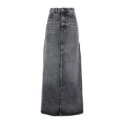 Lange Denim Rok voor Vrouwen Icon Denim , Blue , Dames