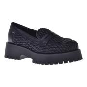 Loafers in stretchy eco-nappa and black leather Baldinini , Black , Da...