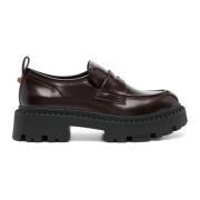 Bordeaux Genial Stud Leren Loafers ASH , Brown , Dames