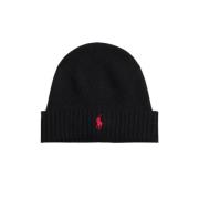 Warme Geribbelde Beanie Muts Ralph Lauren , Black , Heren