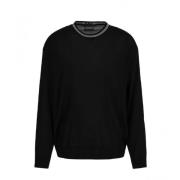 Navy Blue Ronde Hals Sweater Armani , Black , Heren