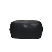 Zwarte leren beautycase Armani , Black , Heren