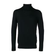 Zwarte Merinowol Coltrui Sweater Drumohr , Black , Heren