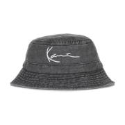 Zwarte Gewassen Handtekening Bucket Hat Karl Kani , Black , Heren