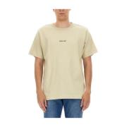 Logo Print T-shirt Helmut Lang , Beige , Heren