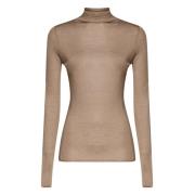 Beige Katoenen Trui met Hoge Kraag Pinko , Beige , Dames