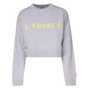 Grijze Statement Sweatshirt met Ronde Kraag Pinko , Gray , Dames