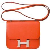 Pre-owned Leather shoulder-bags Hermès Vintage , Orange , Dames