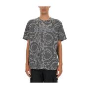 Barok Logo T-Shirt Versace , Gray , Heren