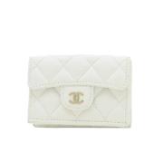 Pre-owned Leather wallets Chanel Vintage , White , Dames