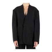 Zwart Getailleerd Jasje Verhoog Stijl MM6 Maison Margiela , Black , Da...