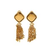 Pre-owned Fabric earrings Chanel Vintage , Yellow , Dames