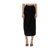 Elegante Midi Rok met Haaksluiting Alysi , Black , Dames