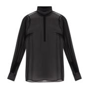 Transparante top met opstaande kraag Dolce & Gabbana , Black , Dames