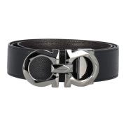 Omkeerbare leren riem met Gancini gesp Salvatore Ferragamo , Black , H...