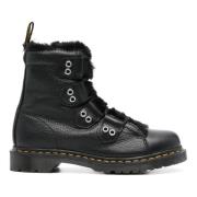 Zwarte Veterschoenen met Faux-Fur Voering Dr. Martens , Black , Dames