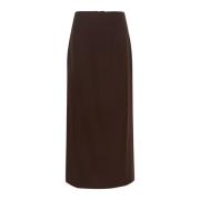 Elegante Midi Rok met Achtersplit Gestuz , Brown , Dames