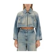 Denim Cropped Fit Jacket Palm Angels , Blue , Dames