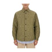 Monogram Casual Shirt Palm Angels , Green , Heren