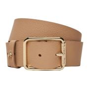 Beige Gehamerde Leren Riem Patrizia Pepe , Beige , Dames