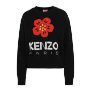 Geribbelde Crewneck Bloemen Trui Kenzo , Black , Dames