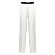 Witte zijdeblend fluwelen afwerkingsbroek Tom Ford , White , Dames