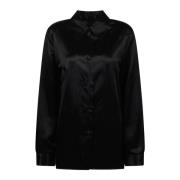 Satin Box-Pressed Overhemd met Moderne Twist Jil Sander , Black , Dame...