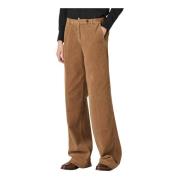 Hoge taille fluwelen wijde pijpen broek Massimo Alba , Brown , Dames