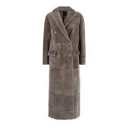 Taupe Shearling Winterjas Blancha , Gray , Dames