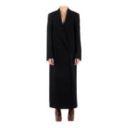 Elegante dubbelrijige wollen jas Dries Van Noten , Black , Dames