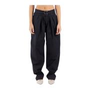 Wijde Pijp Zwarte Katoenen Broek Isabel Marant Étoile , Black , Dames