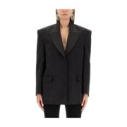 Luxe Zijde Wol Oversized Blazer Magda Butrym , Black , Dames