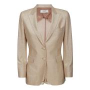 Elegant Linen Blend Blazer Saulina , Yellow , Dames