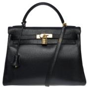 Pre-owned Leather handbags Hermès Vintage , Black , Dames