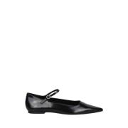 Oil-Slick Leren Mary-Jane Ballet Flats aeyde , Black , Dames