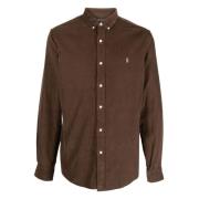 Geribbelde Corduroy Overhemd Ralph Lauren , Brown , Heren