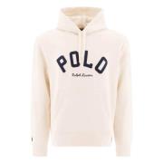 Geborduurd Logo Hoodie Crème Katoenmix Ralph Lauren , Beige , Heren