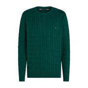 Klassieke Ronde Hals Gebreide Trui Tommy Hilfiger , Green , Heren