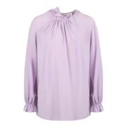 Elegant Ruffled Blouse Silk Victoria Beckham , Purple , Dames