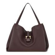 Oxblood Tote Tas met Gouden Hardware Salvatore Ferragamo , Red , Dames