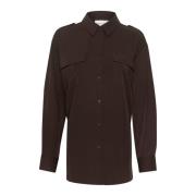 Elegante lange mouw overhemdblouse Gestuz , Brown , Dames