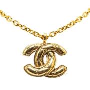 Pre-owned Metal necklaces Chanel Vintage , Yellow , Dames